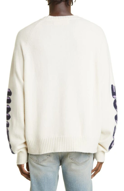 Shop The Elder Statesman Gender Inclusive Peace & Unity Raglan Sleeve Cashmere Sweater In Ivory
