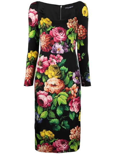 Shop Dolce & Gabbana `flowers` Dress In Multi