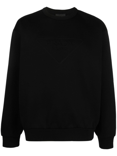 Shop Prada Logo Print Sweatshirt In Nero