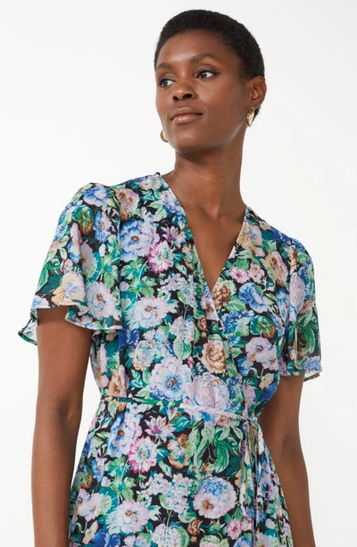 Shop & Other Stories Floral Print Flutter Sleeve Wrap Midi Dress In Big Flower Aop