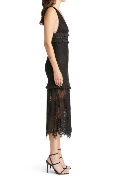 Shop Lulus Sweet Feelings Lace Cocktail Midi Dress In Black