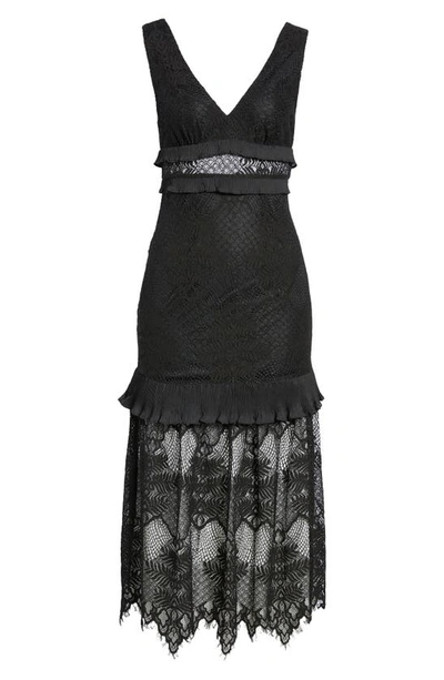 Shop Lulus Sweet Feelings Lace Cocktail Midi Dress In Black