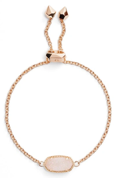 Shop Kendra Scott Elaina Bracelet In Iridescent Drusy/ Rose Gold