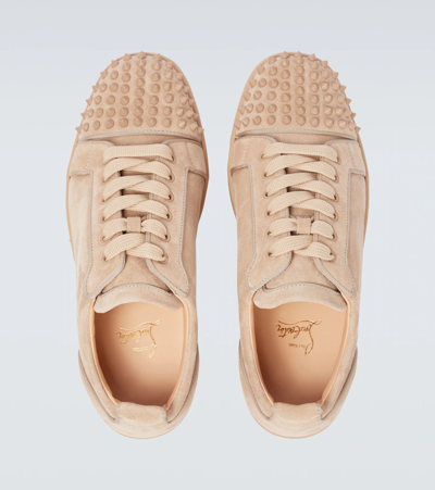 Christian Louboutin Louis Junior Spiked Suede Sneakers In Atlas/atlas Mat