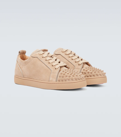 Christian Louboutin Louis Junior Spiked Suede Sneakers In Atlas/atlas Mat