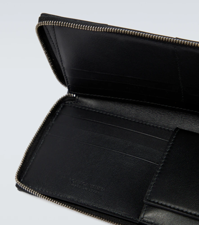 Bottega Veneta Intrecciato Leather Wallet In Black-silver