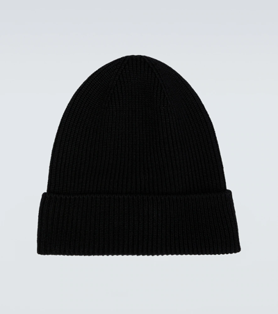 Shop Moncler Knitted Wool Beanie In Black