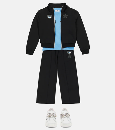 Monnalisa Embroidered Sweatpants In Nero