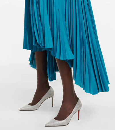 Christian Louboutin Kate 85 Leather Pumps In Silver/lin Silver