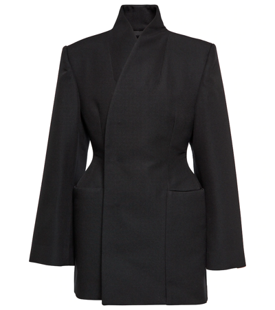 Shop Balenciaga Minimal Hourglass Wool Blazer In Black