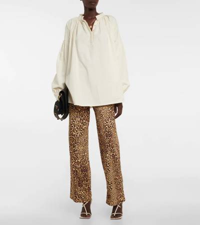 Shop Etro Leopard-print Cotton Cargo Pants In Beige