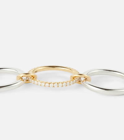 Spinelli Kilcollin Libra Sterling Silver And 18kt Gold Ring With Diamonds In Sg