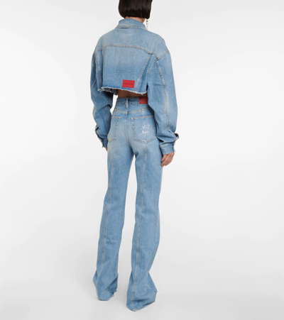 Shop Alessandra Rich Paneled High-rise Flared Jeans In Light Blue