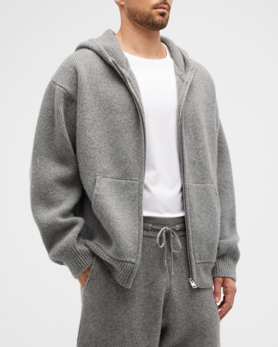 Shop Frame Men's Cashmere Full-zip Hoodie In Warm Gray