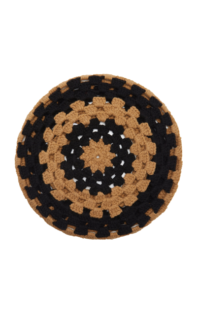 Shop Ganni Women's Crocheted Wool-blend Beret In Multi