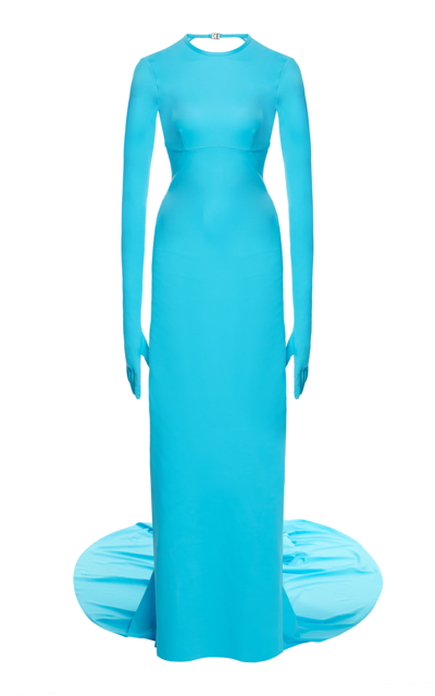 Shop Balenciaga Swimsuit Gown In Blue