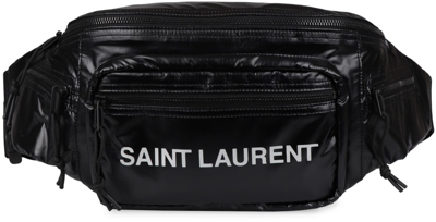 Shop Saint Laurent Logo Print Nylon Belt Bag