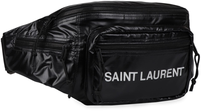 Shop Saint Laurent Logo Print Nylon Belt Bag