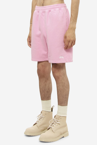Shop Stussy Stock Logo Shorts In Rose-pink
