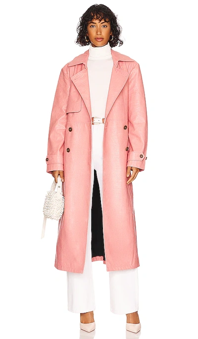 Free People Morrison Embossed Faux Leather Trench Coat In Pink | ModeSens