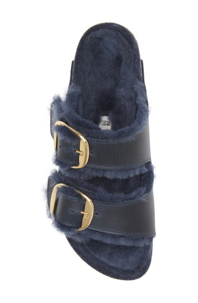 Shop Birkenstock Arizona Big Buckle Genuine Shearling Lined Sandal In Midnight/ Midnight