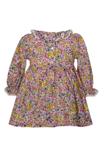 Shop Gerson & Gerson Pierrot Floral Print Smocked Long Sleeve Cotton Dress In Multi