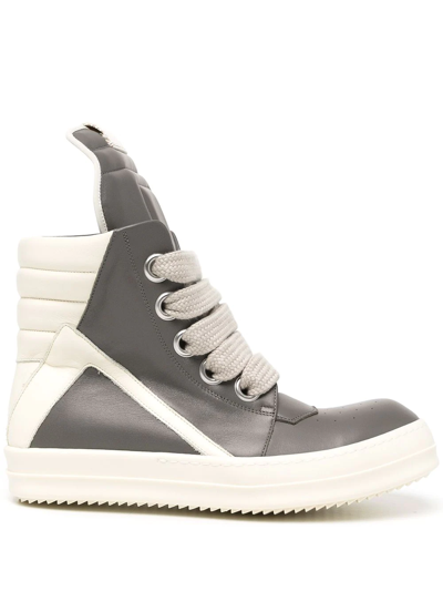 Rick Owens Grey Jumbo Laces Geobasket Sneakers | ModeSens