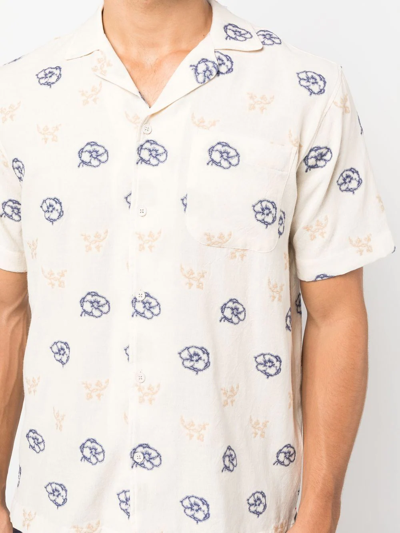 Shop Orlebar Brown Floral Intarsia-knit Shirt In Neutrals