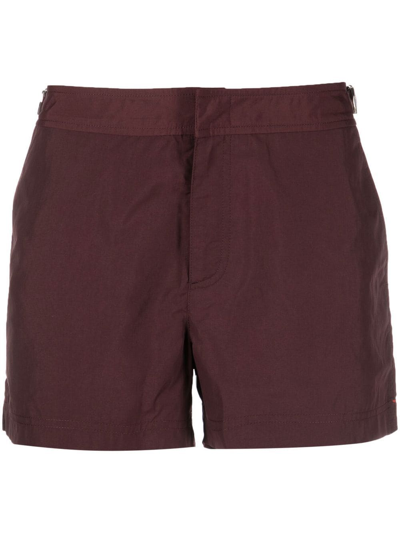Shop Orlebar Brown Bulldog Concealed-front Fastening Swim Shorts In Red