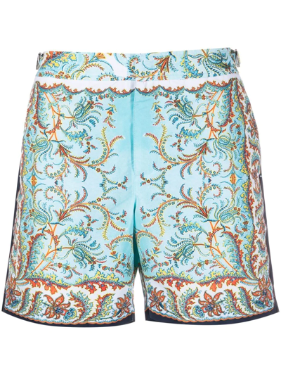 Shop Orlebar Brown All-over Paisley-print Swim Shorts In Blue