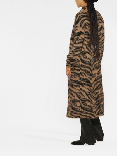Shop Zadig & Voltaire Tiger-print Mid-length Cardigan In Brown