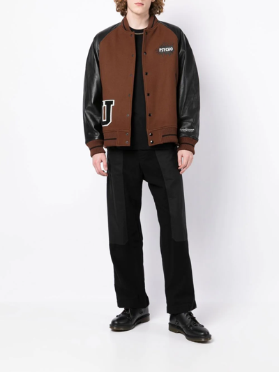 Shop Undercover X Psycho Patch Bomber Jacket In Brown