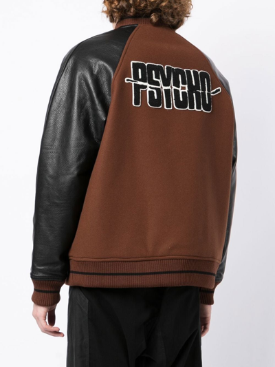 Shop Undercover X Psycho Patch Bomber Jacket In Brown