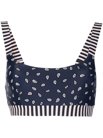 The Upside Nina Paisley-print Sports Bra In Blue