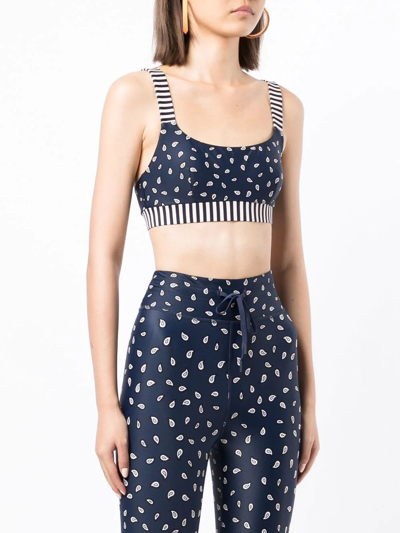 The Upside Nina Paisley-print Sports Bra In Blue