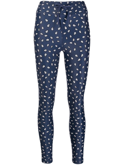 The Upside Cropped Floral-print Stretch Leggings In Blue