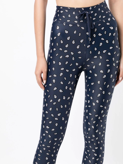 The Upside Cropped Floral-print Stretch Leggings In Blue