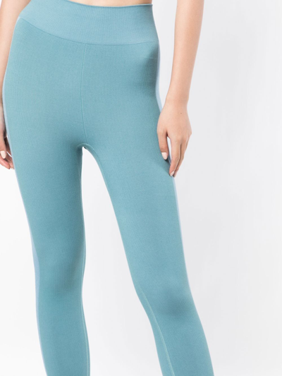 The Upside Seamless Striped Performance Leggings In Blue