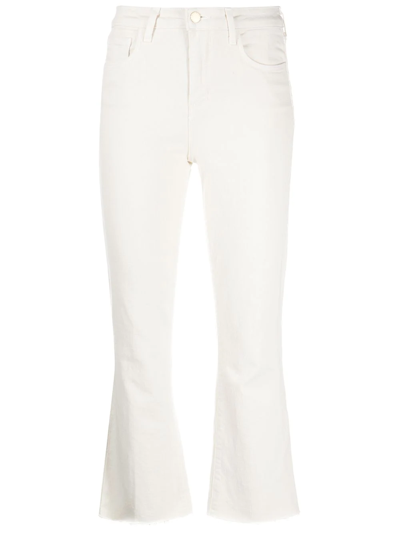 Shop L Agence Kendra Cropped Flared Jeans In Nude