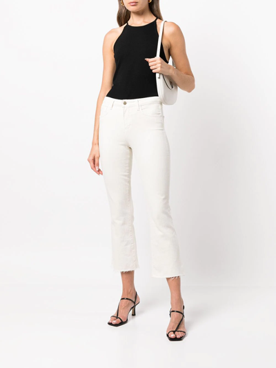Shop L Agence Kendra Cropped Flared Jeans In Nude