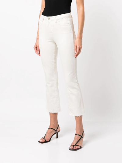 Shop L Agence Kendra Cropped Flared Jeans In Nude