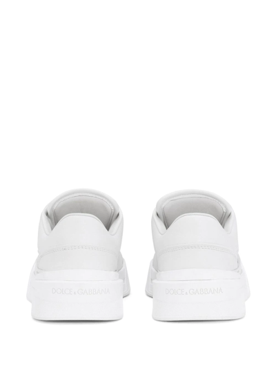 Dolce & Gabbana New Roma Perforated Leather Sneakers In White