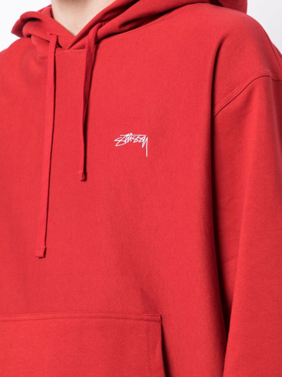 Shop Stussy Embroidered-logo Detail Hoodie In Red