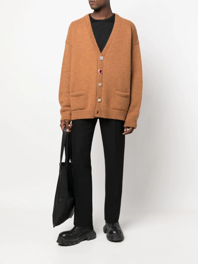 Shop Vetements Oversized Knit Cardigan In Brown