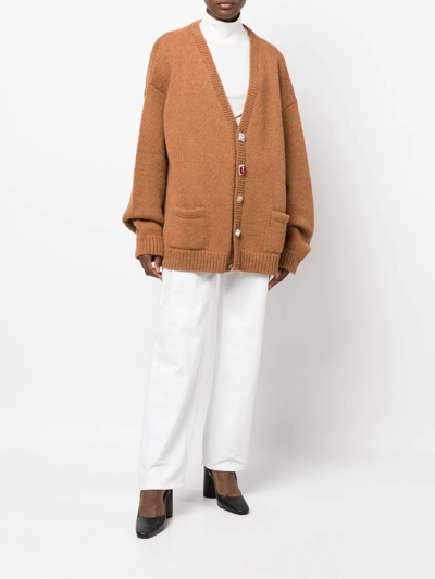 Shop Vetements Oversized Knit Cardigan In Brown