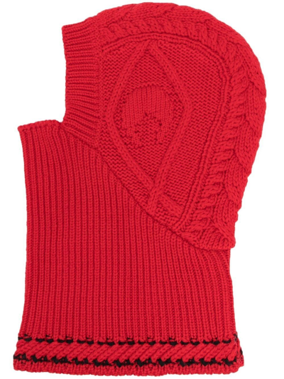 Shop Marine Serre Cable-knit Wool Balaclava In Rot