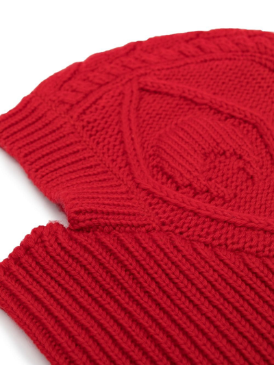 Shop Marine Serre Cable-knit Wool Balaclava In Rot