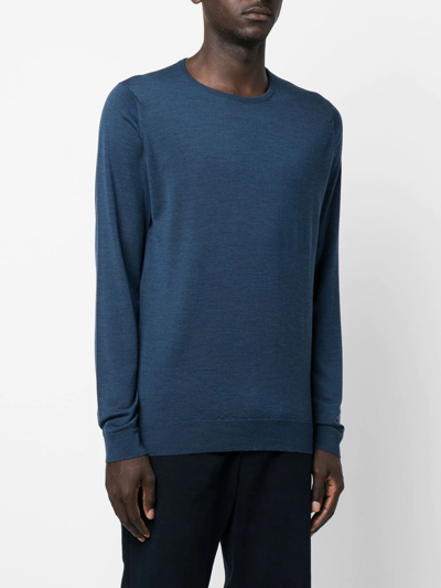 John Smedley Marcus Extra Fine Merino Wool Jumper Clothing In Blau