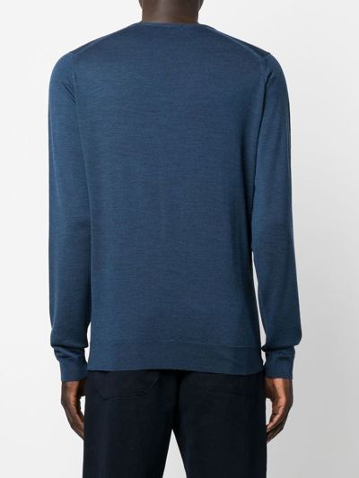 John Smedley Marcus Extra Fine Merino Wool Jumper Clothing In Blau