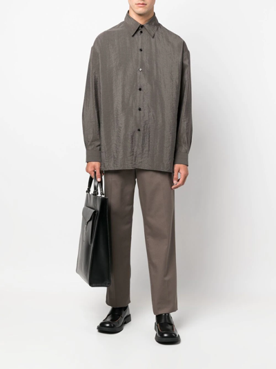 Twisted Convertible Silk-blend Shirt In Braun